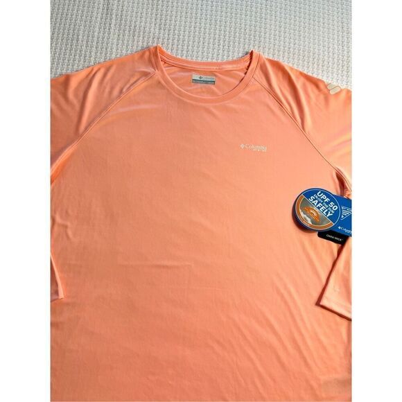 Columbia Women’s 1X PFG Tidal Tee II Solid Long Sleeve Logo Tee in Peach Pink - Picture 2 of 13